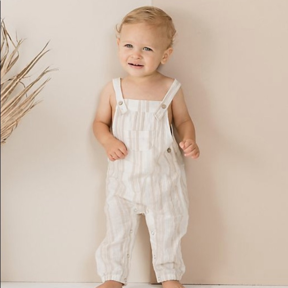 Rylee + Cru Sand Stripe Baby Overall 6-12 months